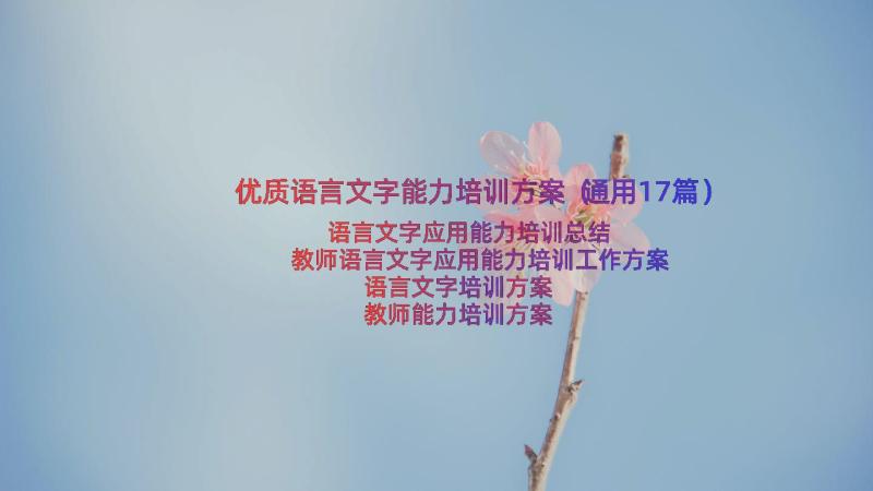 优质语言文字能力培训方案（通用17篇）