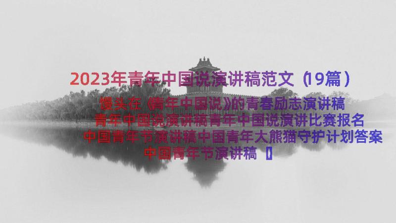 2023年青年中国说演讲稿范文（19篇）