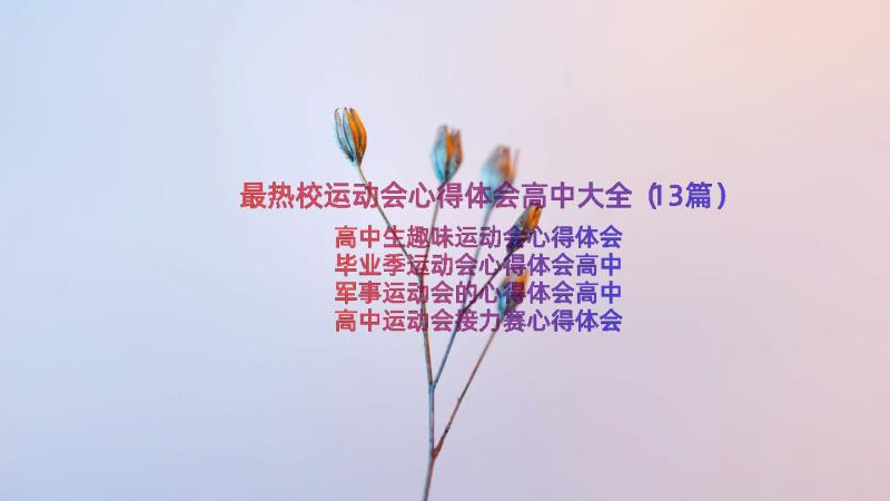 最热校运动会心得体会高中大全（13篇）