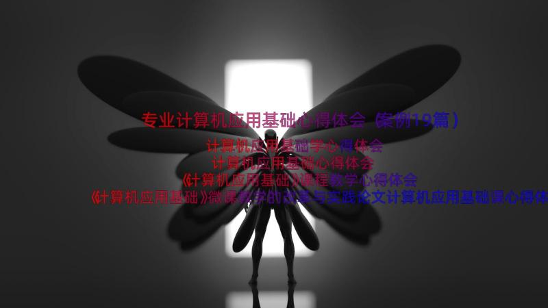 专业计算机应用基础心得体会（案例19篇）