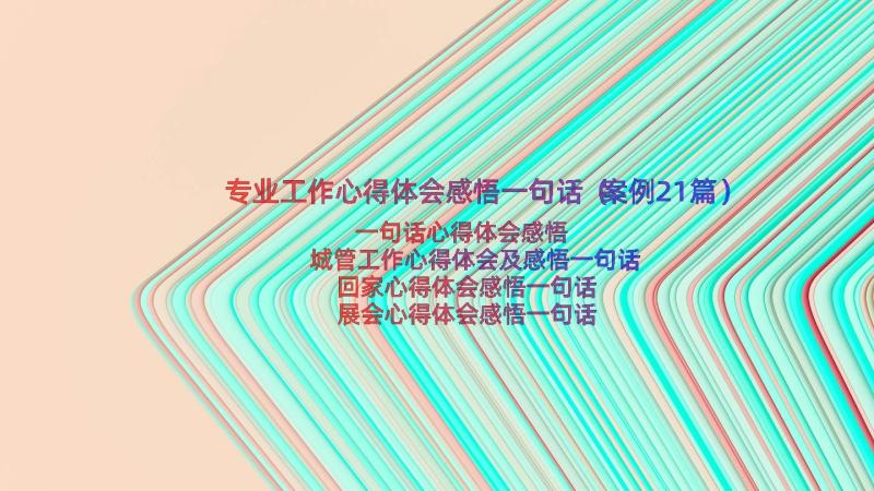 专业工作心得体会感悟一句话（案例21篇）