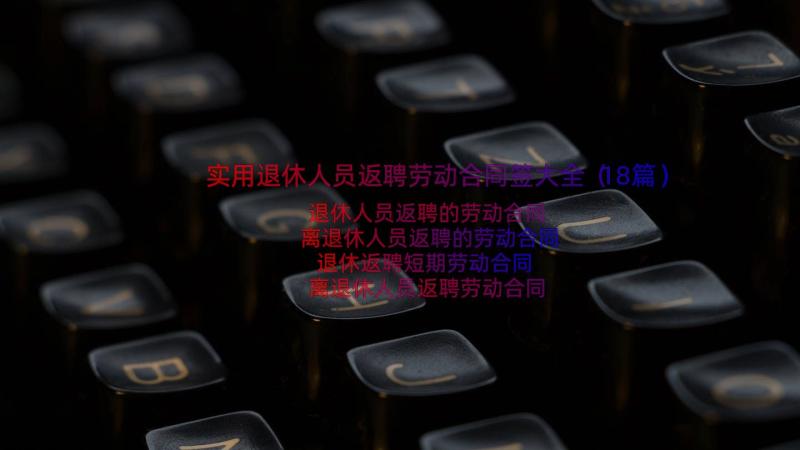 实用退休人员返聘劳动合同签大全（18篇）