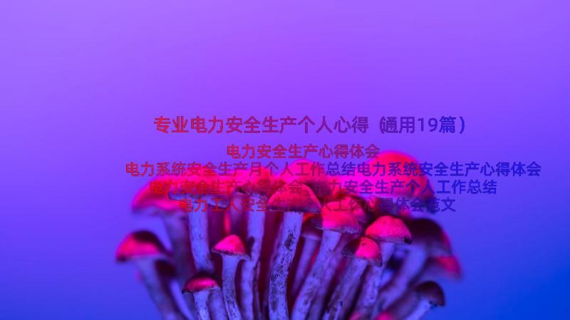 专业电力安全生产个人心得（通用19篇）