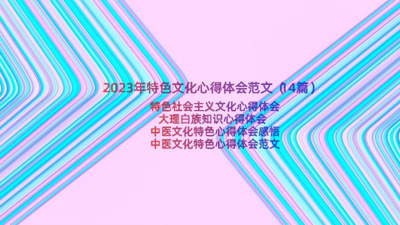 2023年特色文化心得体会范文（14篇）