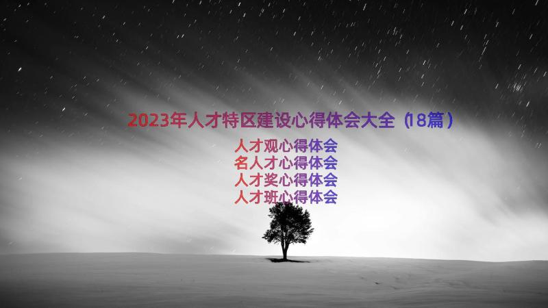 2023年人才特区建设心得体会大全（18篇）