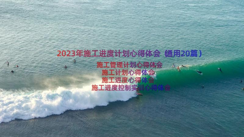 2023年施工进度计划心得体会（通用20篇）