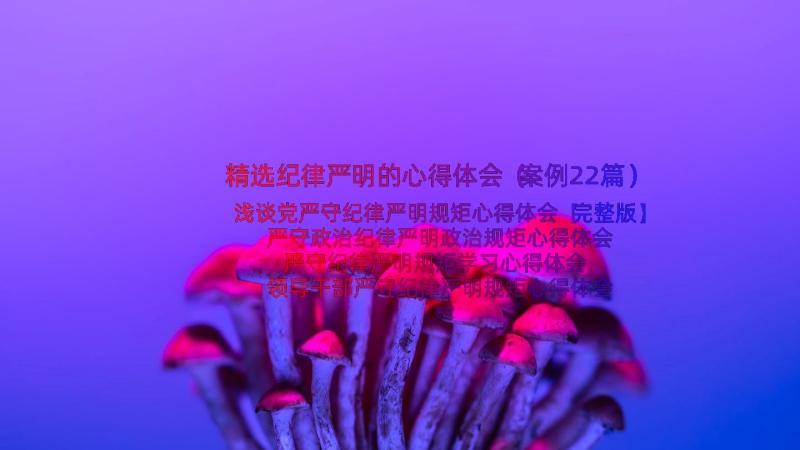 精选纪律严明的心得体会（案例22篇）