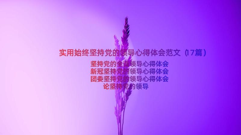 实用始终坚持党的领导心得体会范文（17篇）