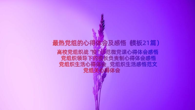 最热党组的心得体会及感悟（模板21篇）