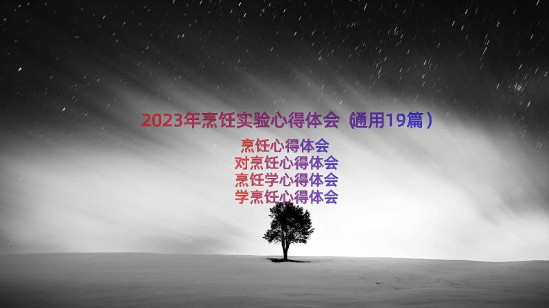 2023年烹饪实验心得体会（通用19篇）