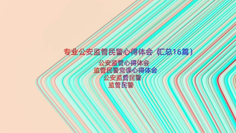 专业公安监管民警心得体会（汇总16篇）