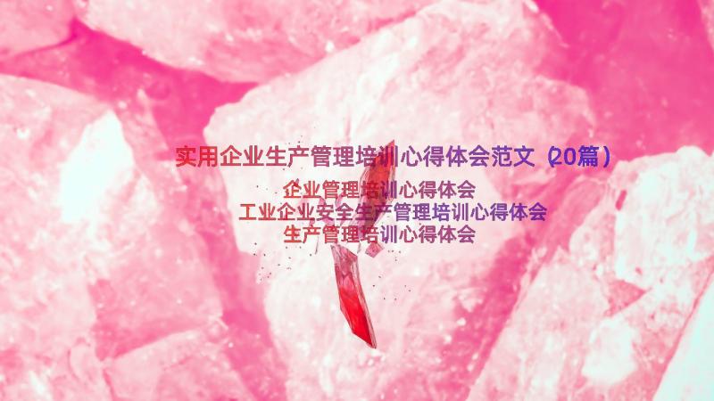 实用企业生产管理培训心得体会范文（20篇）