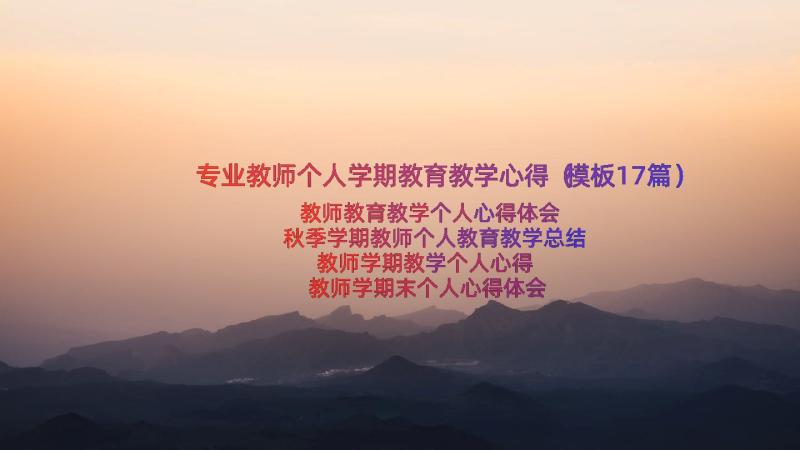 专业教师个人学期教育教学心得（模板17篇）