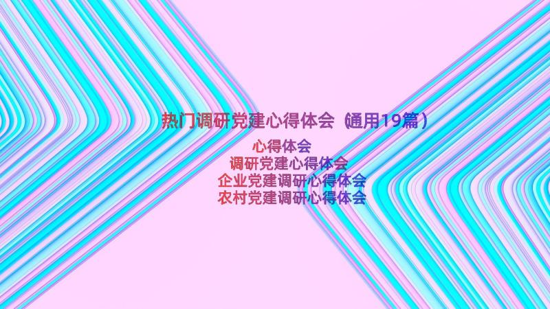 热门调研党建心得体会（通用19篇）