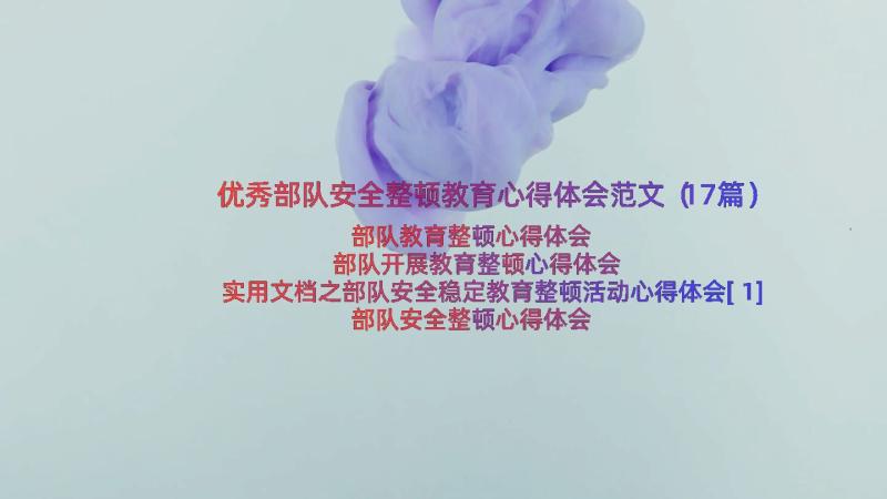 优秀部队安全整顿教育心得体会范文（17篇）