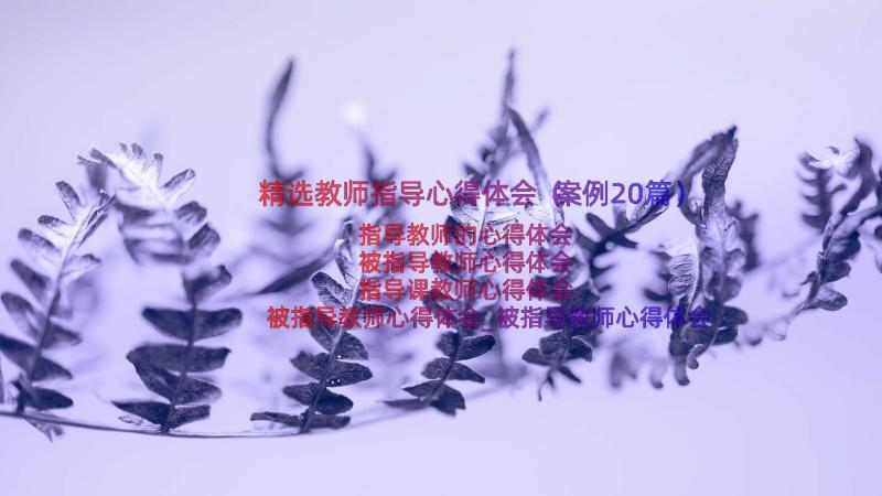 精选教师指导心得体会（案例20篇）