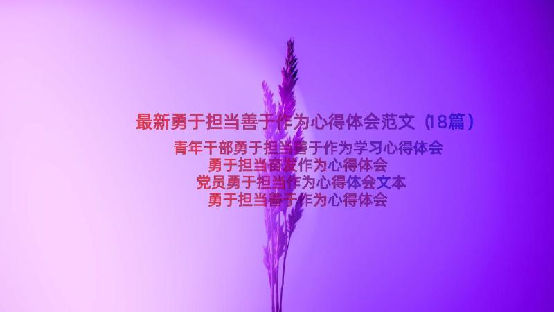 最新勇于担当善于作为心得体会范文（18篇）