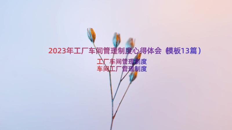 2023年工厂车间管理制度心得体会（模板13篇）