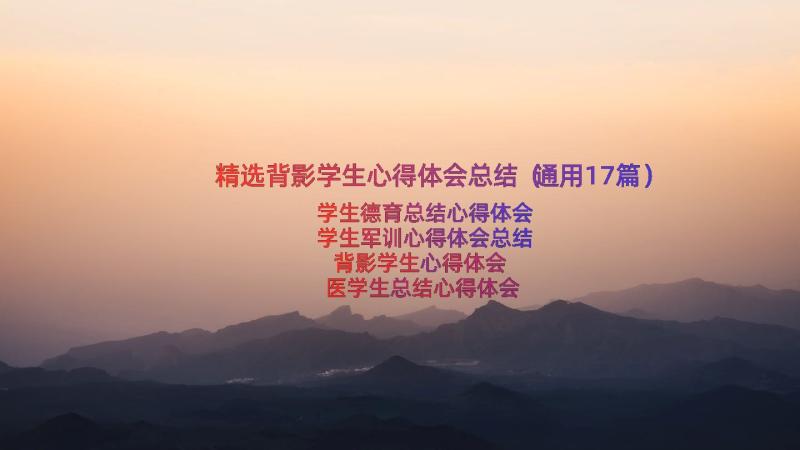 精选背影学生心得体会总结（通用17篇）