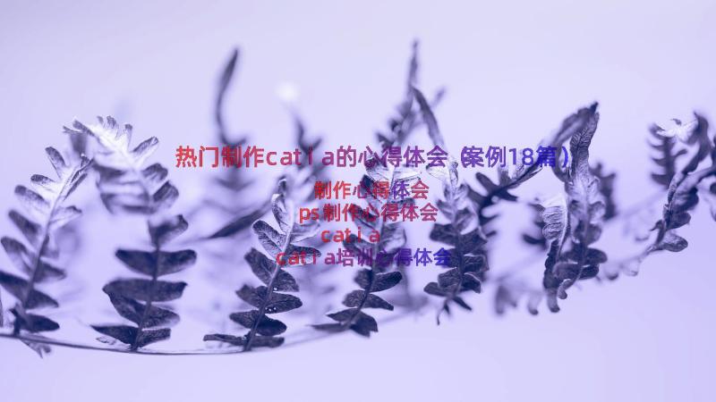 热门制作catia的心得体会（案例18篇）