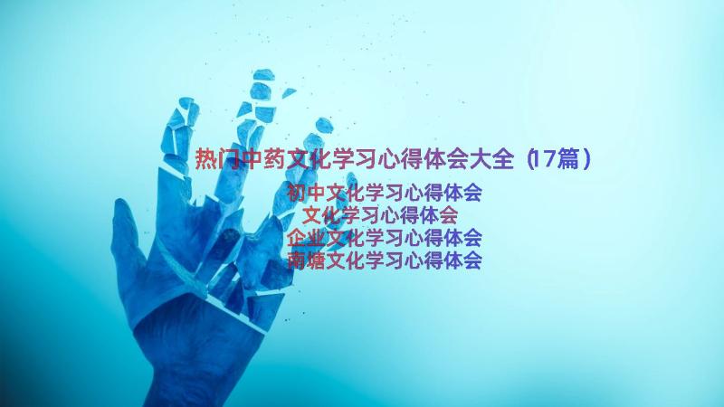 热门中药文化学习心得体会大全（17篇）