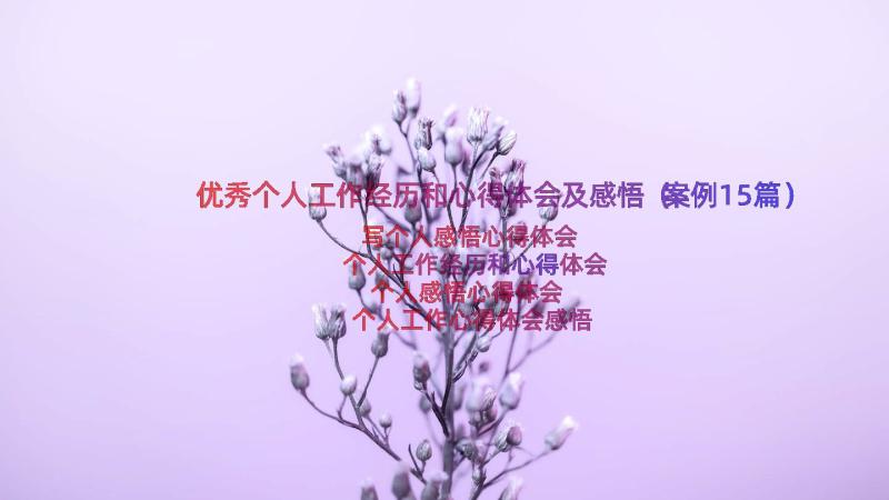 优秀个人工作经历和心得体会及感悟（案例15篇）