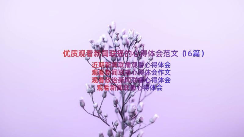 优质观看新闻联播的心得体会范文（16篇）