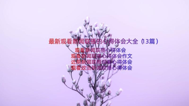 最新观看新闻联播的心得体会大全（13篇）