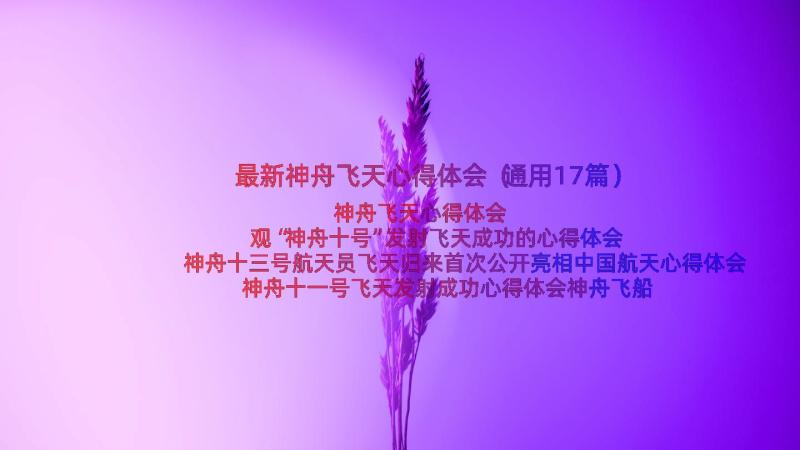 最新神舟飞天心得体会（通用17篇）