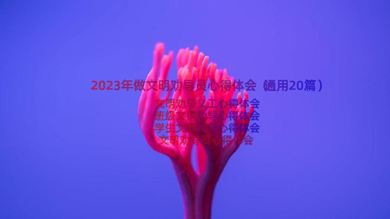 2023年做文明劝导员心得体会（通用20篇）