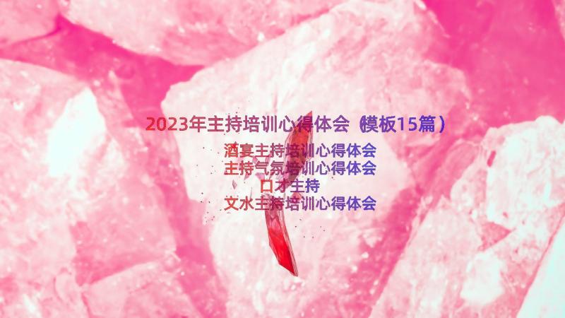 2023年主持培训心得体会（模板15篇）