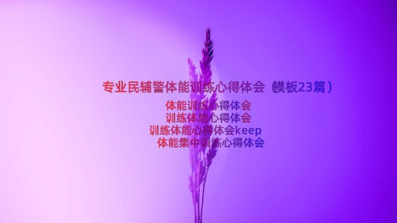 专业民辅警体能训练心得体会（模板23篇）