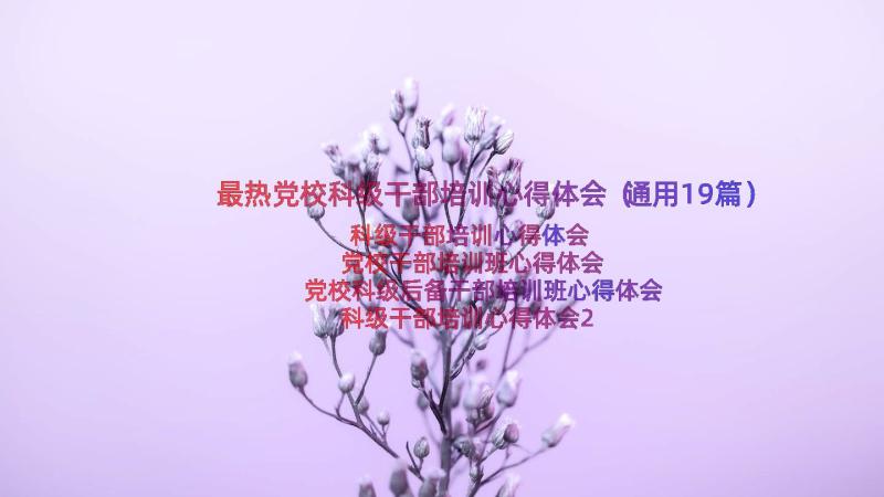 最热党校科级干部培训心得体会（通用19篇）