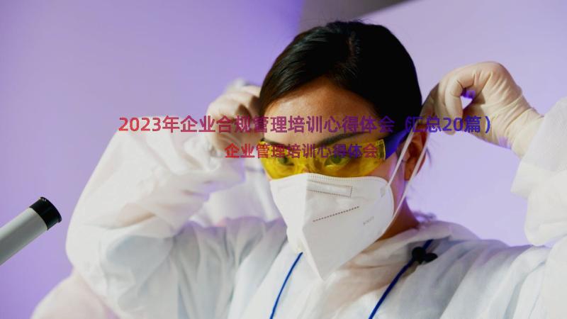 2023年企业合规管理培训心得体会（汇总20篇）