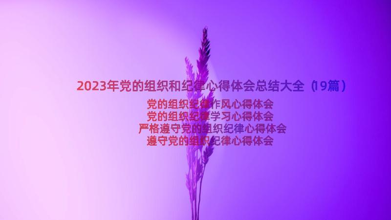 2023年党的组织和纪律心得体会总结大全（19篇）