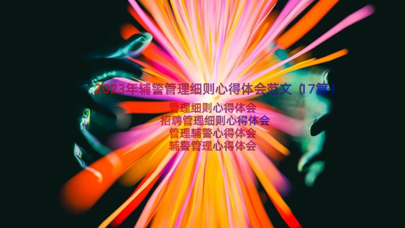 2023年辅警管理细则心得体会范文（17篇）