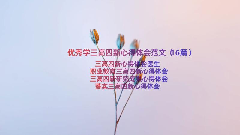 优秀学三高四新心得体会范文（16篇）