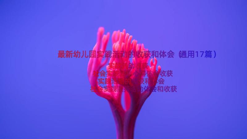 最新幼儿园实践活动的收获和体会（通用17篇）