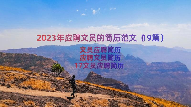 2023年应聘文员的简历范文（19篇）