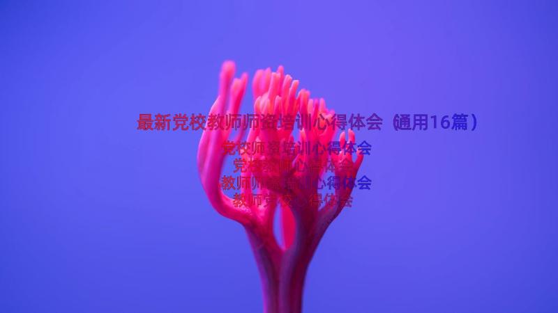 最新党校教师师资培训心得体会（通用16篇）