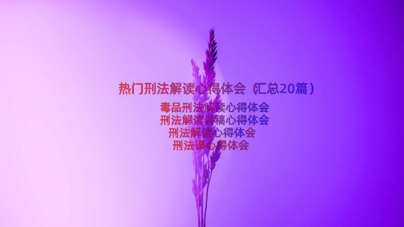 热门刑法解读心得体会（汇总20篇）