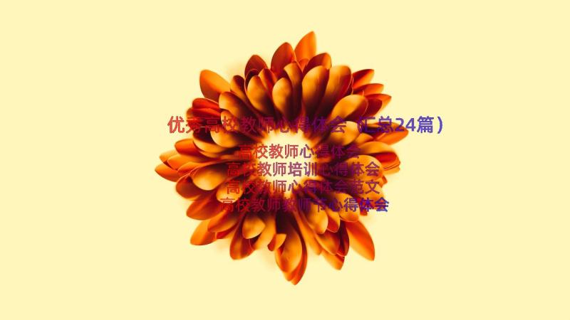 优秀高校教师心得体会（汇总24篇）