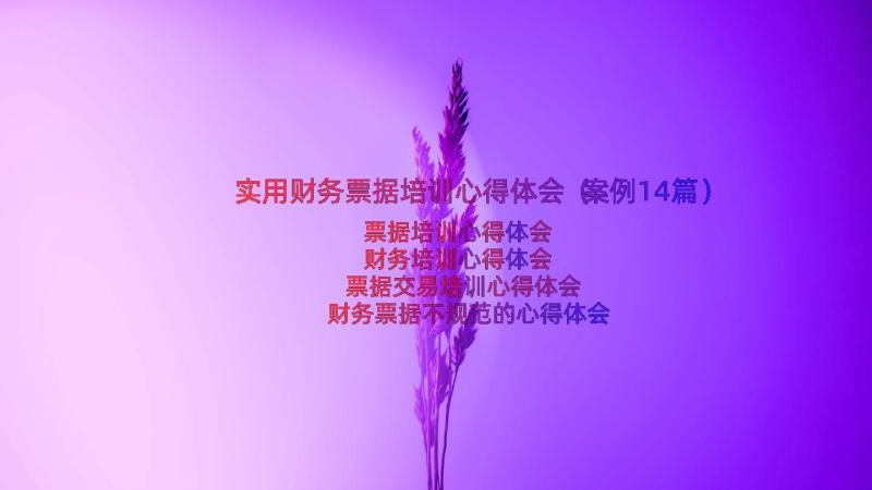 实用财务票据培训心得体会（案例14篇）