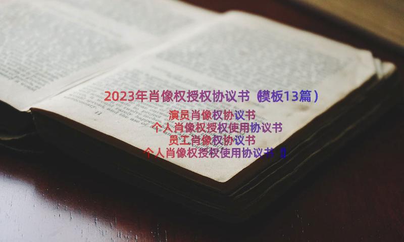 2023年肖像权授权协议书（模板13篇）