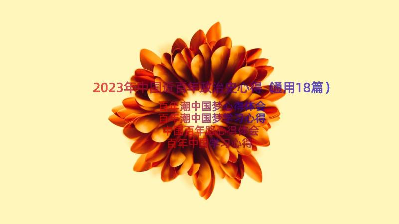 2023年中国近百年政治史心得（通用18篇）