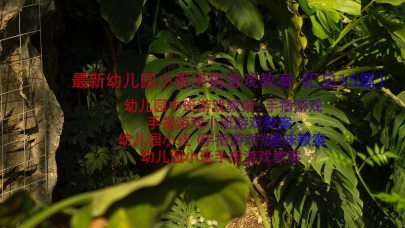 最新幼儿园小班手指游戏教案（汇总15篇）