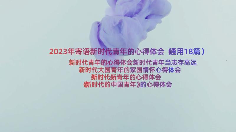 2023年寄语新时代青年的心得体会（通用18篇）