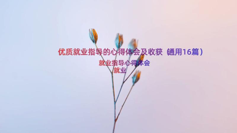 优质就业指导的心得体会及收获（通用16篇）