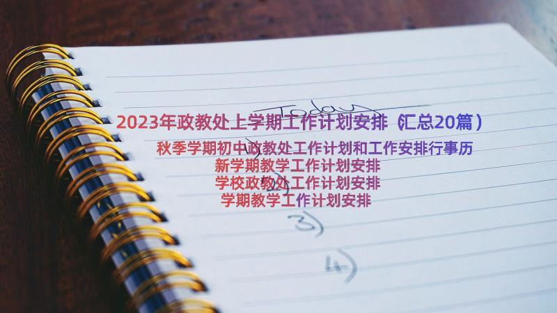 2023年政教处上学期工作计划安排（汇总20篇）