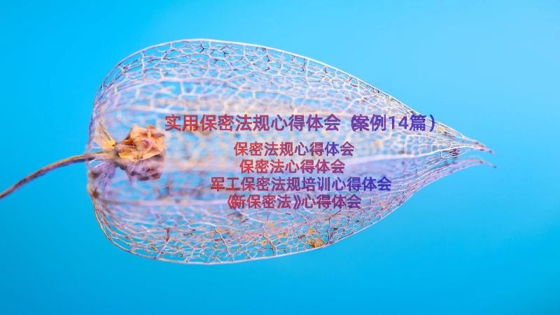 实用保密法规心得体会（案例14篇）